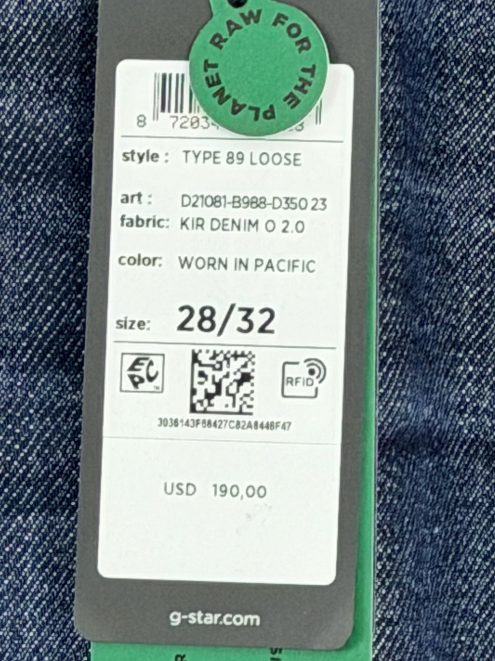 G-Star Women's Type 89 Loose/Boyfriend Style Jeans -Dark Wash   Size  28/32 NWT - Picture 10 of 15